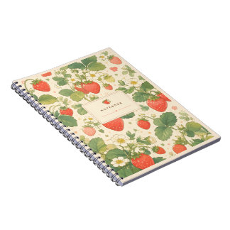Espiral Caderno Floral Jardim de Morango