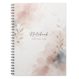 Espiral Caderno Floral Minimalista | Aquarela Estética