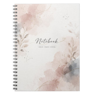 Espiral Caderno Floral Minimalista | Aquarela Estética