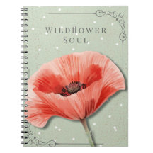 Caderno Floral Papoula | Diário Alma de Flor Silve