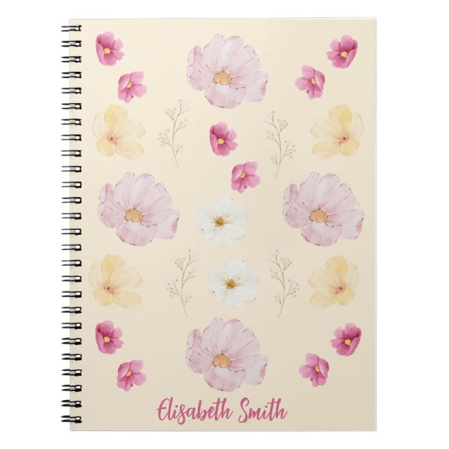 Espiral Caderno Floral Personalizado (Frente)