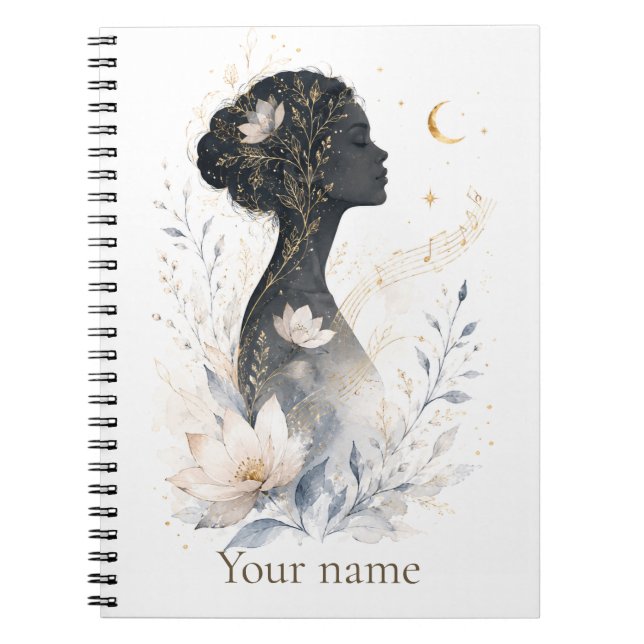 Espiral Caderno Floral Personalizado Celestial Bloom (Frente)