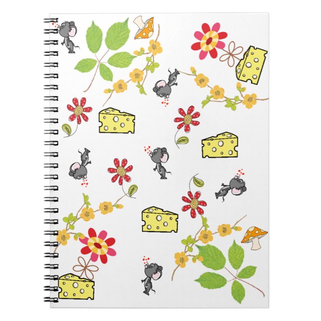 Espiral Caderno Floral Rato de Queijo (Frente)