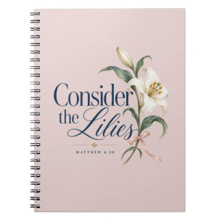 Espiral Caderno Floral Rosa Considerai os Lírios