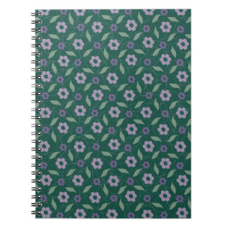 Espiral caderno floral roxo e verde