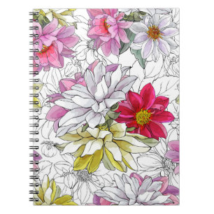 Espiral Caderno Floral Vibrante