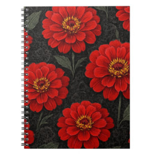 Espiral Caderno Flores de Zínnia em artes