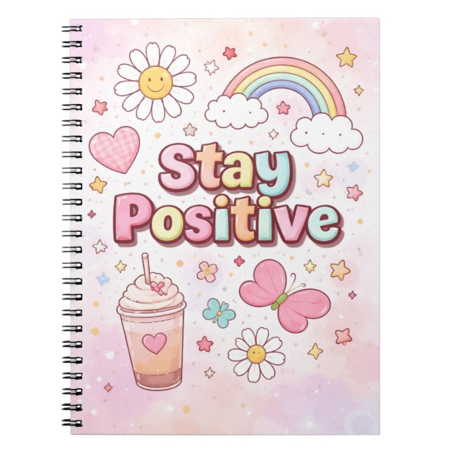 Espiral Caderno Fofo Mantenha-se Positivo – (Frente)
