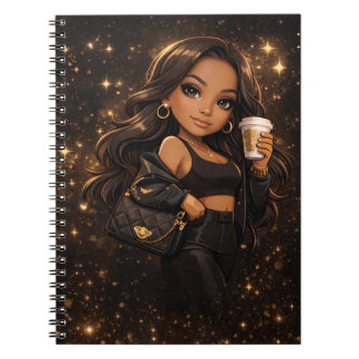 Espiral Caderno fofo para amantes de café