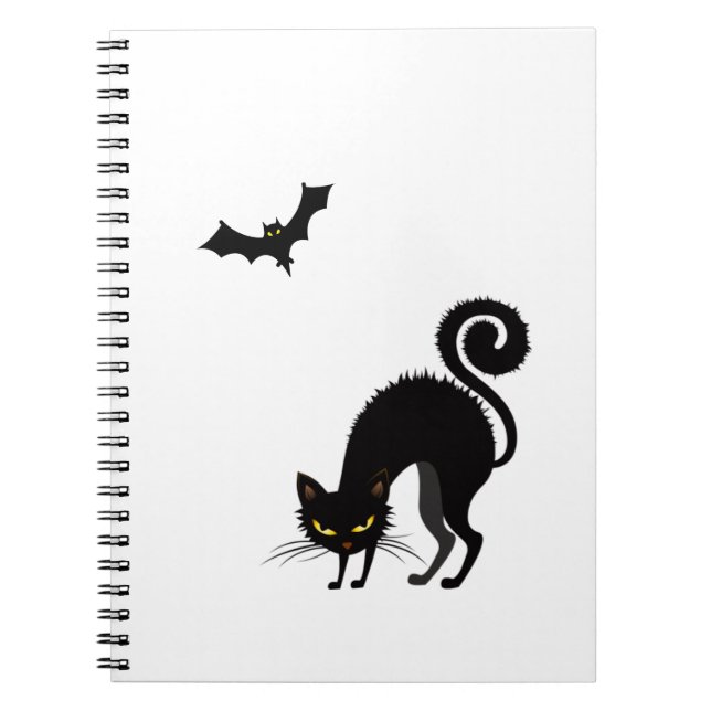 Espiral Caderno - Gato Preto Assustado (Frente)