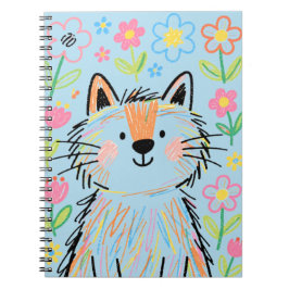 Espiral Caderno Gato Rabisco Azul