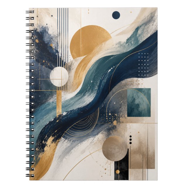 Espiral Caderno Geométrico de Onda Abstrata Elegante (Frente)