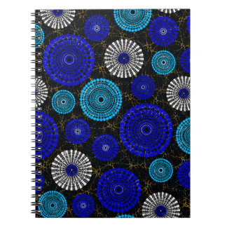 Espiral Caderno Geométrico Explosão Solar Azul Africano