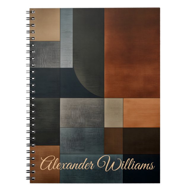 Espiral Caderno Geométrico Terroso Moderno Personalizado (Frente)