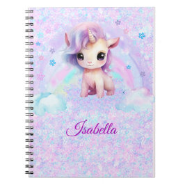Espiral Caderno Glitter com Design de Unicórnio Personaliz