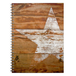 Espiral Caderno Grão de Madeira Envelhecida Estrela Branca