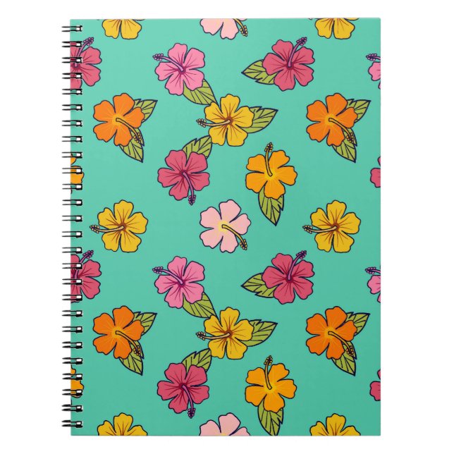 Espiral Caderno Hibiscus Hula - Turquesa (Frente)