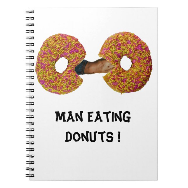 Espiral Caderno Homem Comendo Donuts ! (Frente)