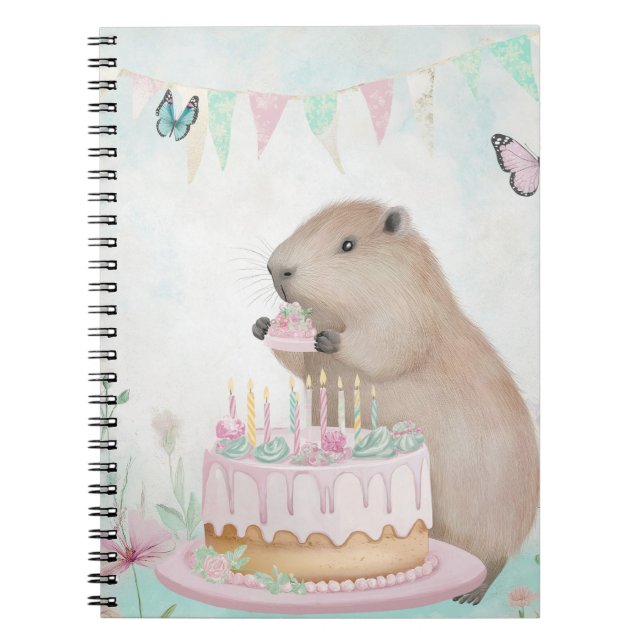 Espiral Caderno Infantil Festança de Bolo de Capivara (Frente)