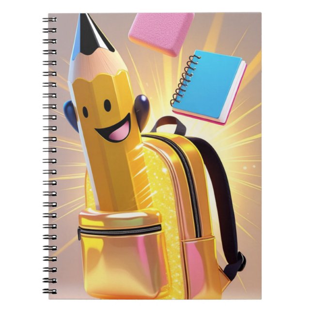 Espiral Caderno Infantil Fofo de Volta às Aulas | Escola D (Frente)