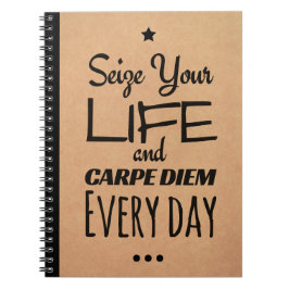 Espiral Caderno inspirado para a motivação: Carpe Diem!