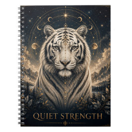 Espiral Caderno Inspirador Força Silenciosa Tigre Branco