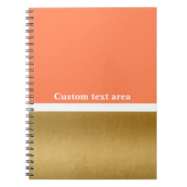 Espiral Caderno Jornal Coral & Dourado & Branco Glam Moder
