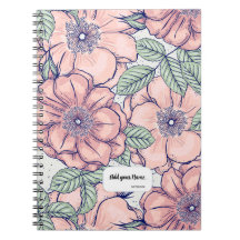 Caderno Jornal Personalizado com Padrão de Flor Ro