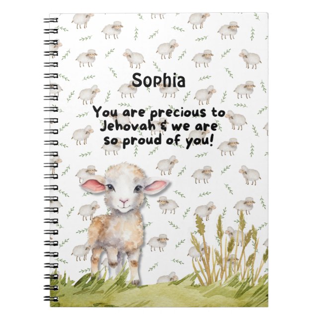 Espiral Caderno JW Ovelhas Preciosas para jovens (Frente)