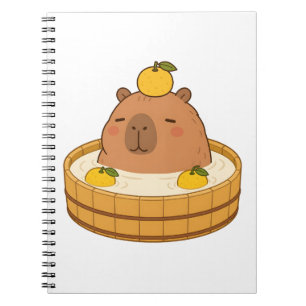 Espiral Caderno Kawaii Yuzu Onsen de Capivara Fofa