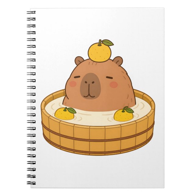 Espiral Caderno Kawaii Yuzu Onsen de Capivara Fofa (Frente)