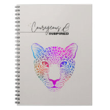 Caderno Leopardo Cósmico Corajoso e Inspirado