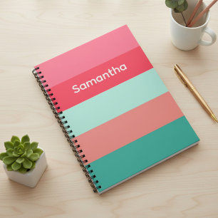 Espiral Caderno Listrado de Bloco de Cor Personalizado Ros