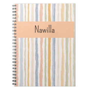Espiral Caderno Listrado Pastel com Texto Personalizado