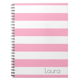 Espiral Caderno listrado personalizado do rosa e o branco