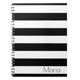 Espiral Caderno listrado preto e branco personalizado