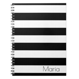 Espiral Caderno listrado preto e branco personalizado