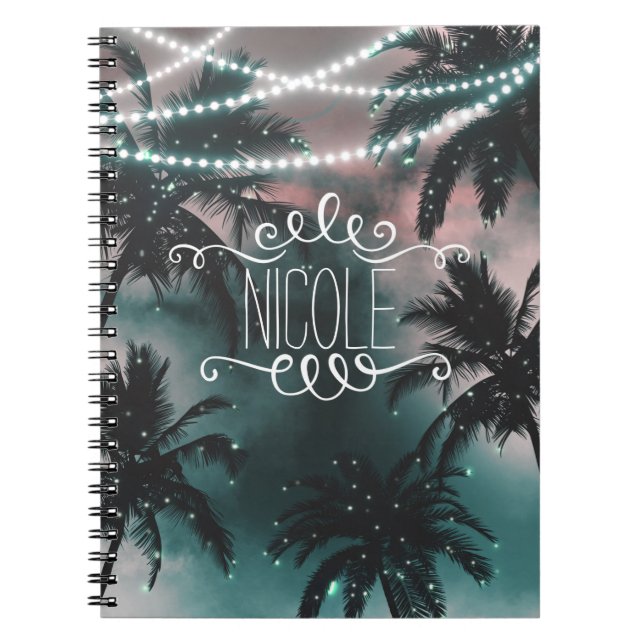 Espiral Caderno Luzes da Praia à Noite Encantada (Frente)