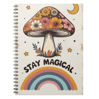 Espiral Caderno Mágico de Cogumelo | Diário Boho Fofo