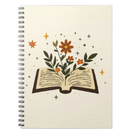 Espiral Caderno Mágico Floral de Livro Aberto