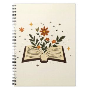Espiral Caderno Mágico Floral de Livro Aberto