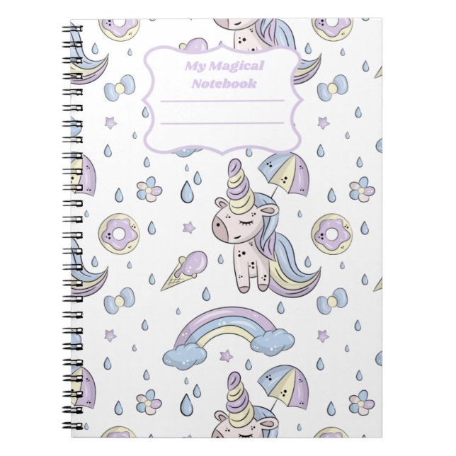 Espiral Caderno Mágico Unicórnio para Meninas (Frente)