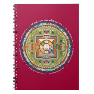 Espiral CADERNO - mandala de Chenrezig com mantra