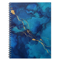 Caderno Marble Deep Blue Ink com Linhas de Fluxo D