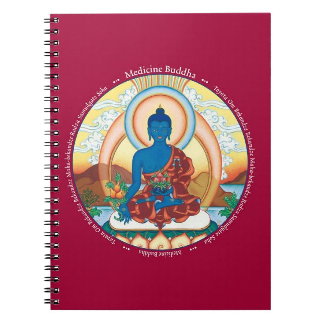 Espiral CADERNO - medicina Buddha com sua mantra (Frente)
