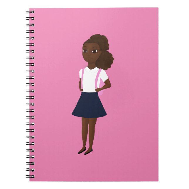 Espiral Caderno Menina Negra de Volta à Escola (Frente)