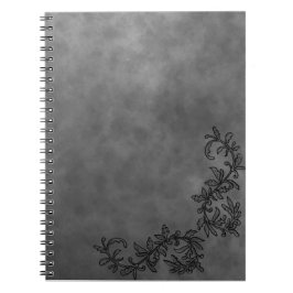 Espiral Caderno Minimalista Chic Cinza Escuro e Preto