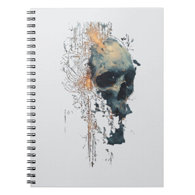 Espiral Caderno Misto de Crânio Cyberpunk Moderno (Frente)