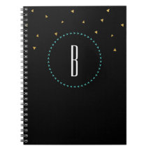 Caderno Moderno Triângulos Preto Dourado Turquesa