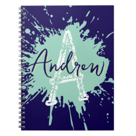 Espiral Caderno Monogram Modern Boy Preppy de Volta às Aul